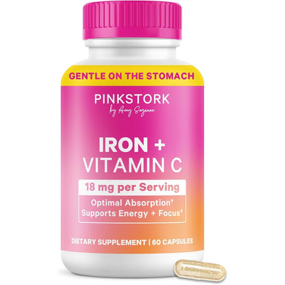 Pink Stork Iron for Women 60 capsules front view showing premium packaging