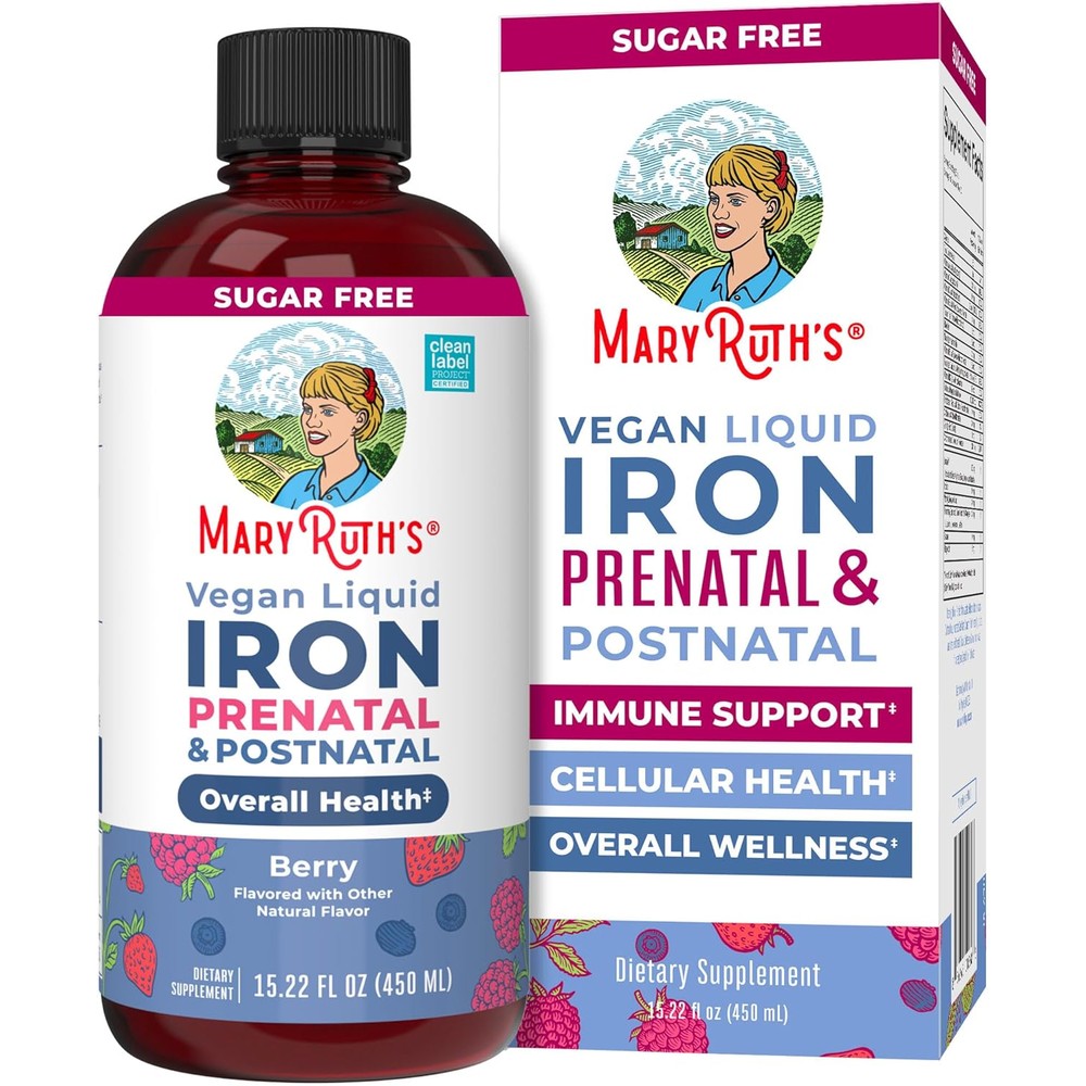 MaryRuth Organics Liquid Iron Prenatal Postnatal Supplement bottle front view