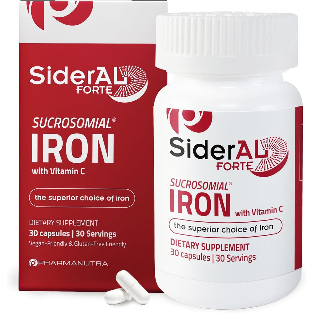Pharmanutra SiderAL Forte Sucrosomial Iron Supplement front packaging view for iron deficiency relief
