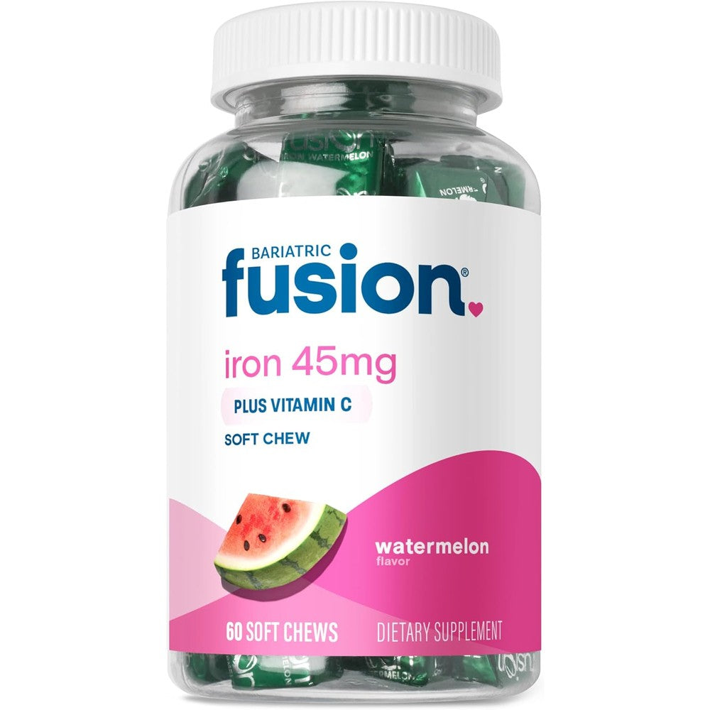 Bariatric Fusion Watermelon Iron Soft Chews 60 count front bottle view