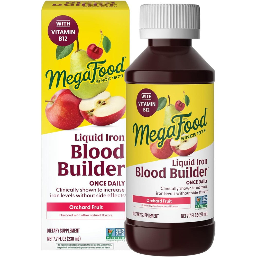 MegaFood Blood Builder Liquid Iron 230ml bottle front view showing product packaging.