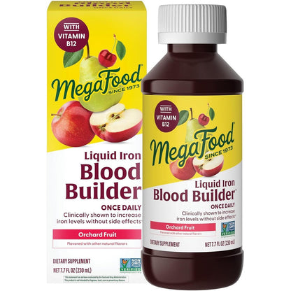MegaFood Blood Builder Liquid Iron 230ml bottle front view showing product packaging.