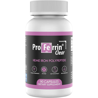 Proferrin Clear Heme Iron Polypeptide 90 Capsules front view bottle
