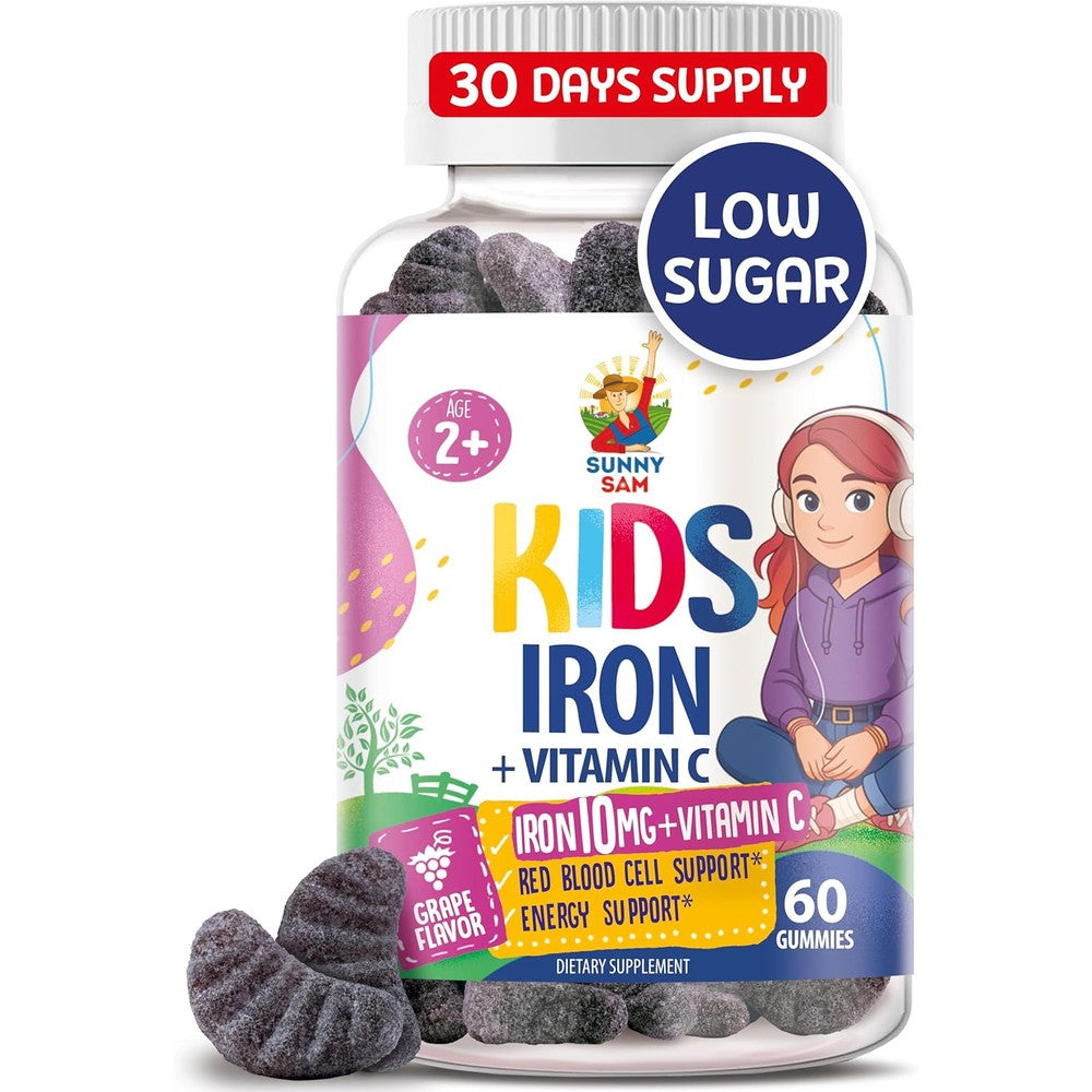 Sunny Sam Iron Gummies With Vitamin C Front Bottle View