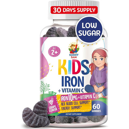 Sunny Sam Iron Gummies With Vitamin C Front Bottle View