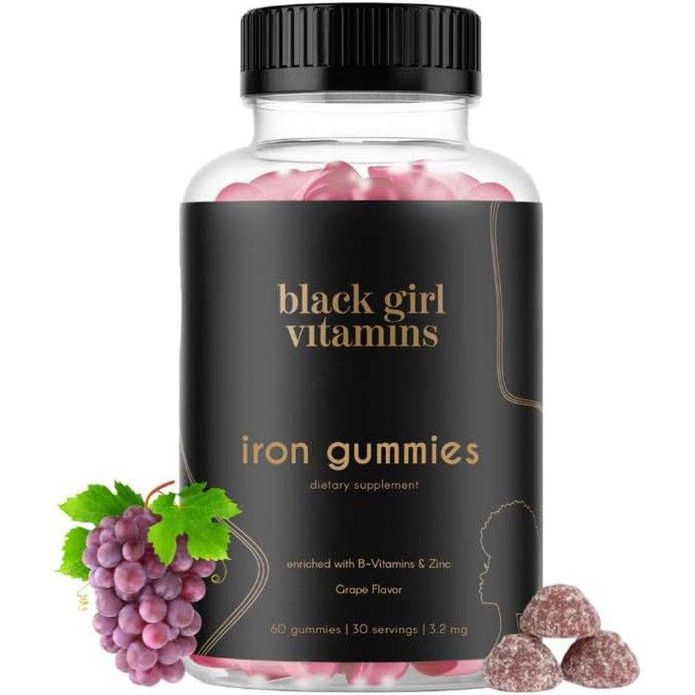 Black Girl Vitamins Iron Gummies front view for iron deficiency support.
