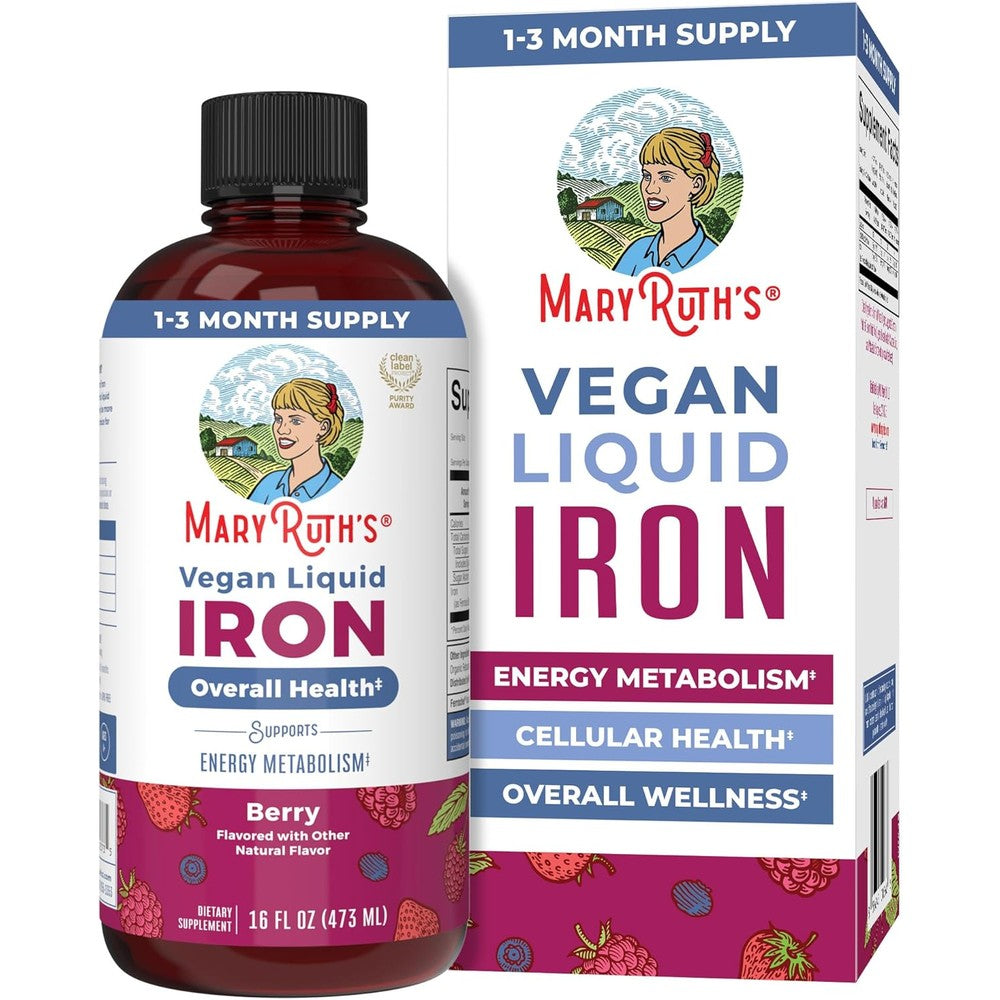 MaryRuth Organics Liquid Iron Supplement front view bottle for healthy blood support