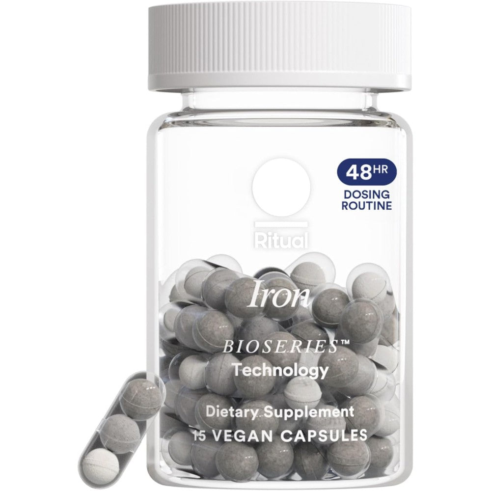 Ritual Iron Supplement 60 mg bottle front view showing vegan capsules