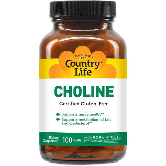 Country Life Choline 266mg bottle front view for nerve health