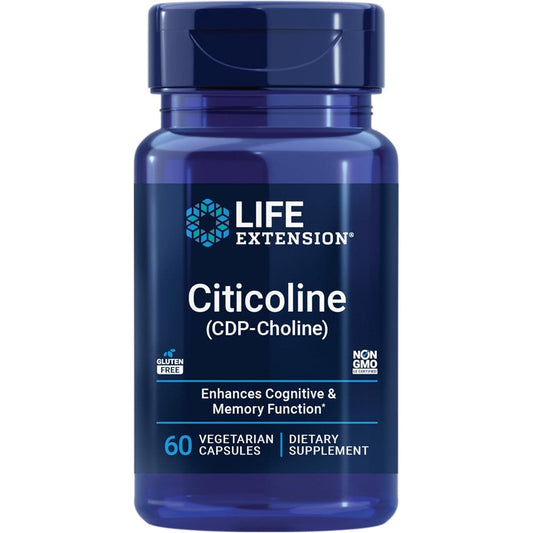 Life Extension Citicoline CDP Choline 500mg front view label
