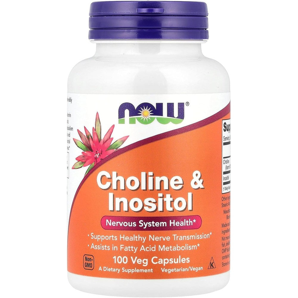 Now Foods Choline and Inositol 500mg 100 Capsules front view