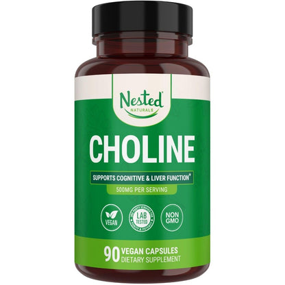 Nested Naturals Choline Bitartrate 90 Capsules front view
