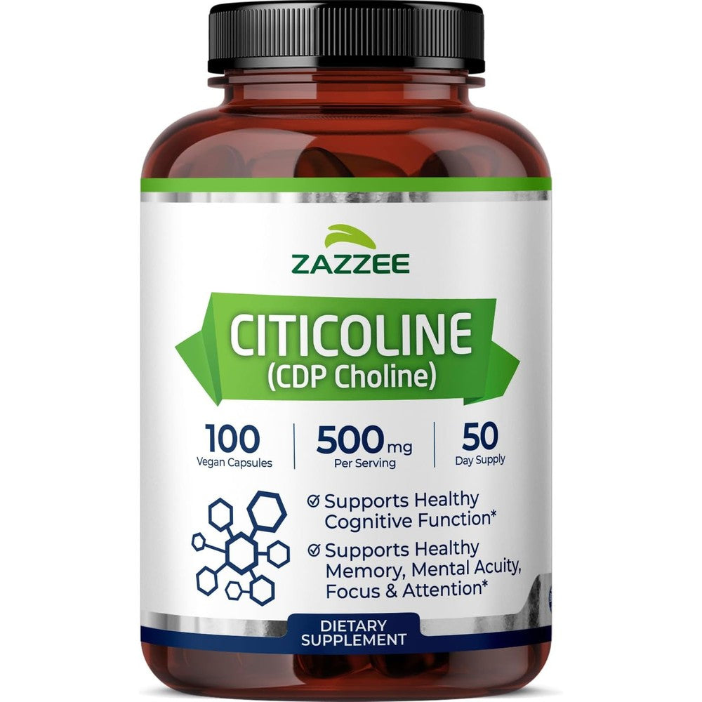 Zazzee Extra Strength Citicoline 500mg front bottle view