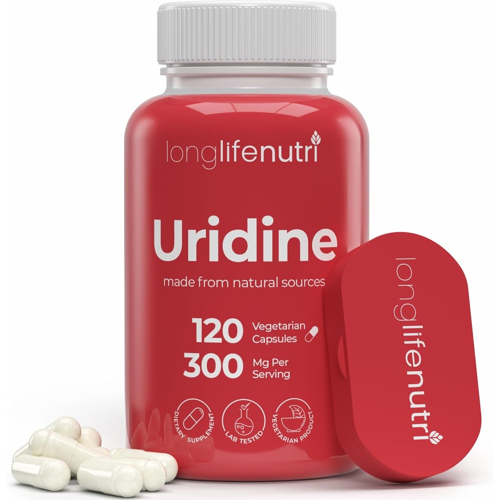 LongLifeNutri Uridine Monophosphate 300mg front bottle view