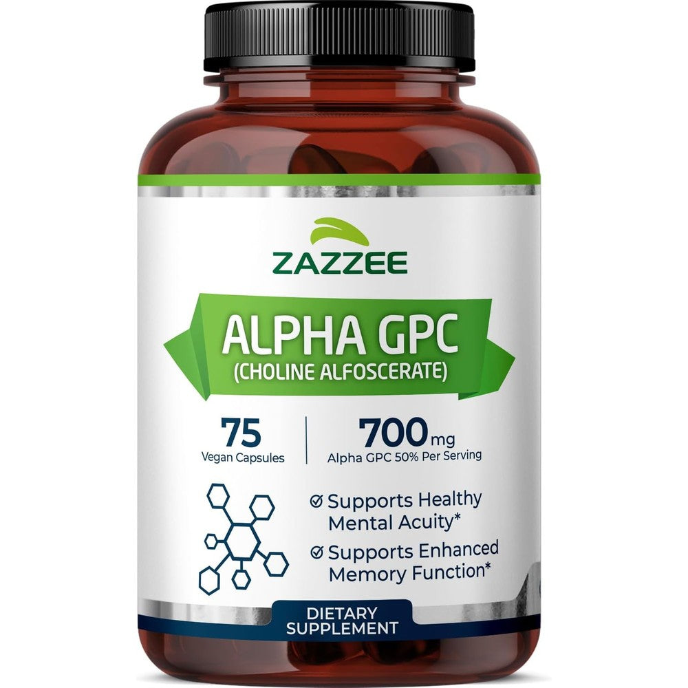 Zazzee Extra Strength Alpha GPC Choline supplement bottle front view