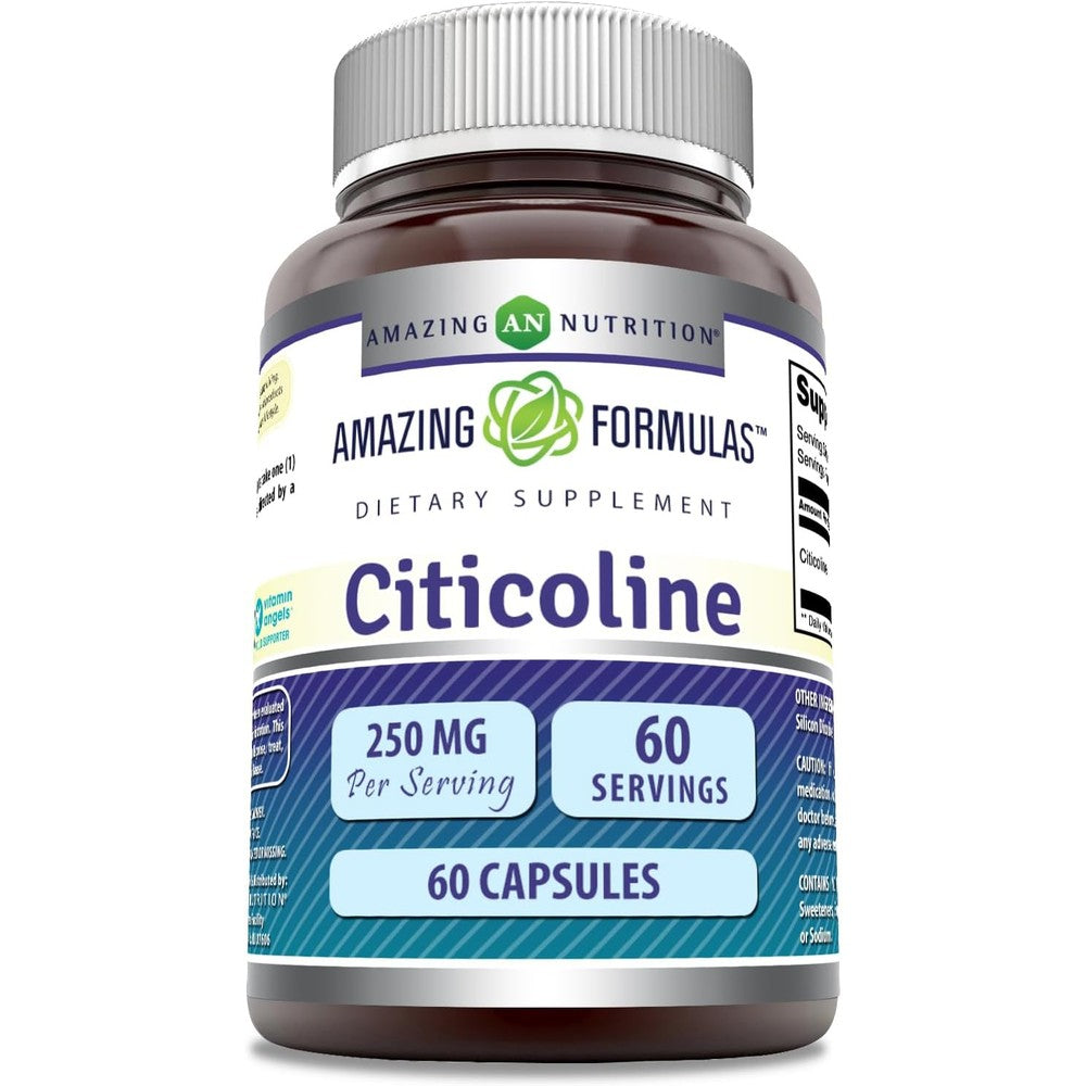Amazing Nutrition Citicoline 250mg capsules bottle front view for brain health