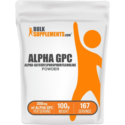 BulkSupplements Alpha GPC powder 100g front view packaging