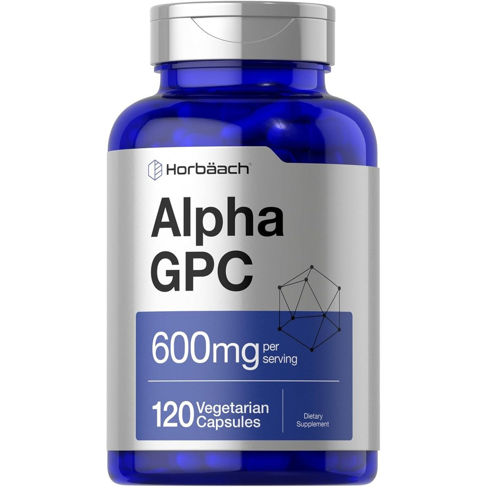 Horbäach Alpha GPC 600mg 120 Capsules front view bottle