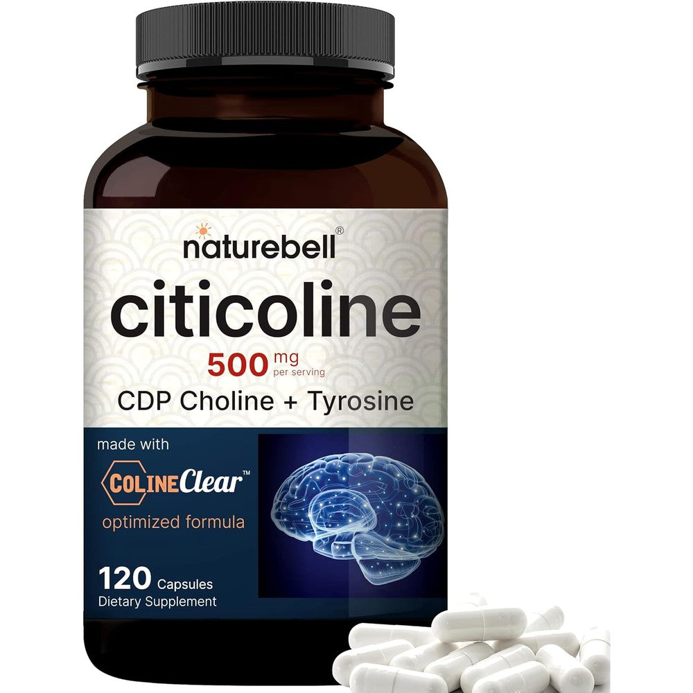 NatureBell Citicoline 500mg 120 Capsules front view bottle
