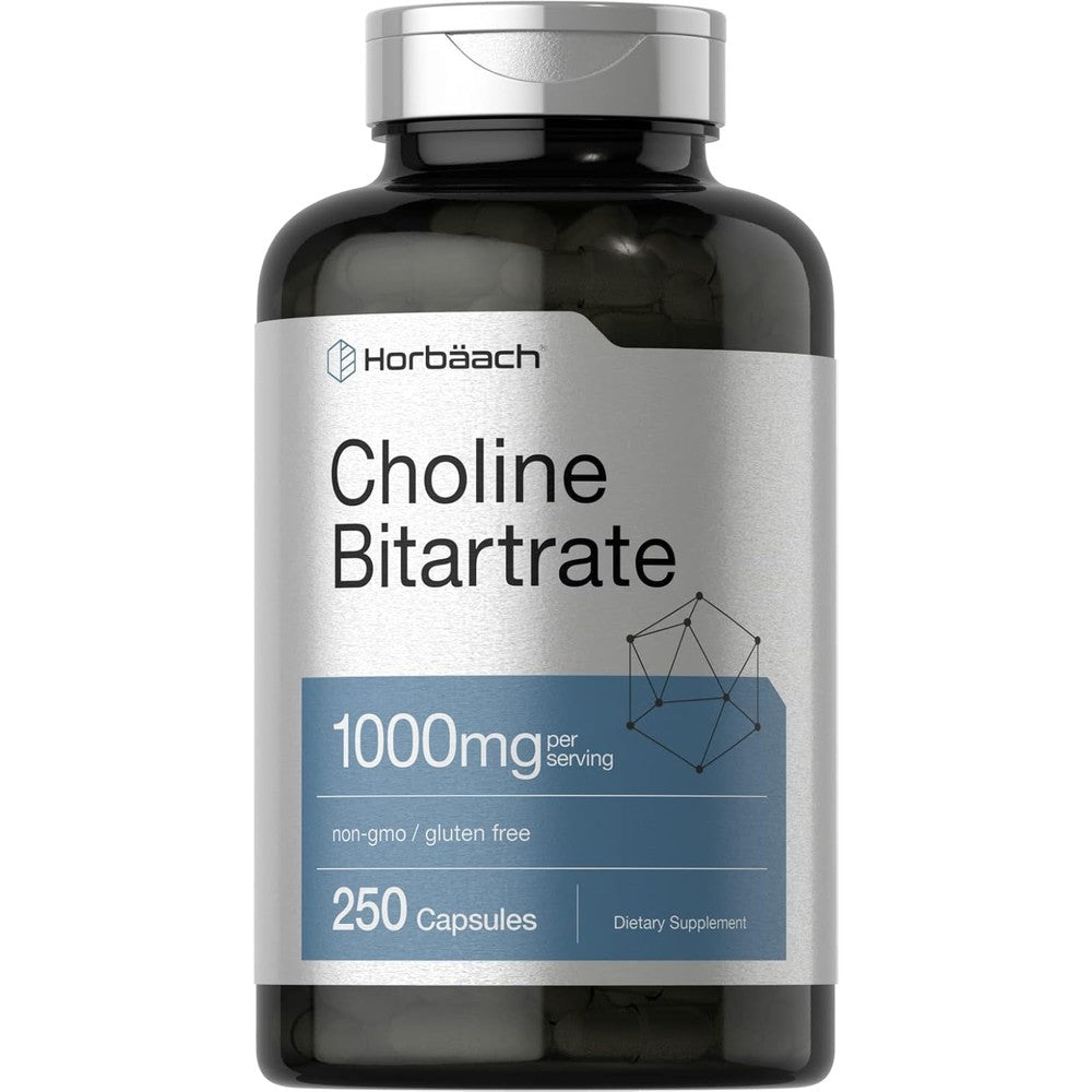 Horbaach Choline Bitartrate 1000mg 250 Capsules front view
