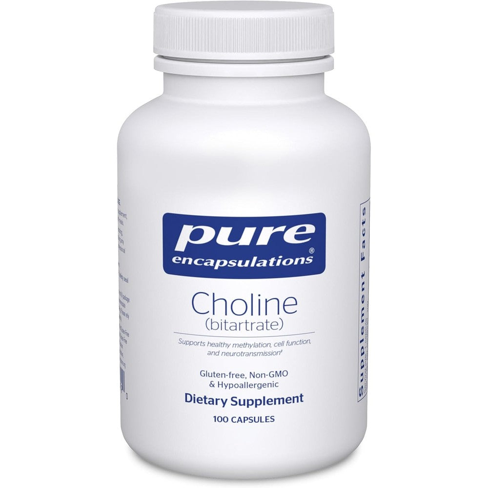 Pure Encapsulations Choline Bitartrate 275 mg front view