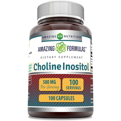 Amazing Nutrition Choline and Inositol 500mg bottle front view for cognitive health