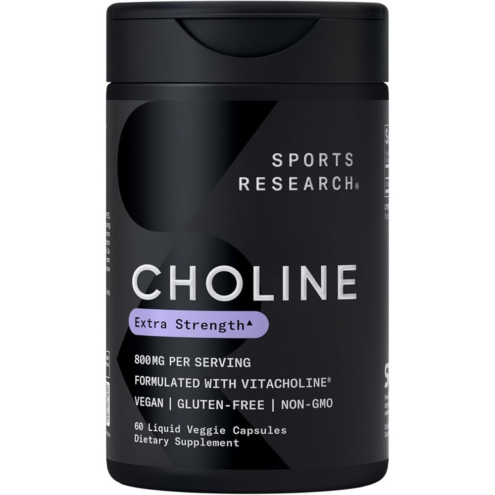 Sports Research Extra Strength Choline 800mg front view