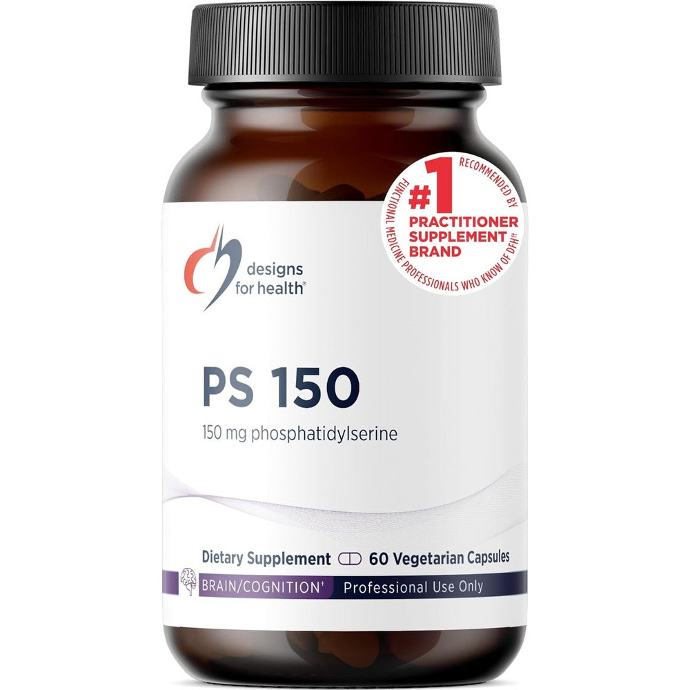 Designs for Health PS 150 Phosphatidylserine 60 capsules front view bottle showing premium brain health supplement label