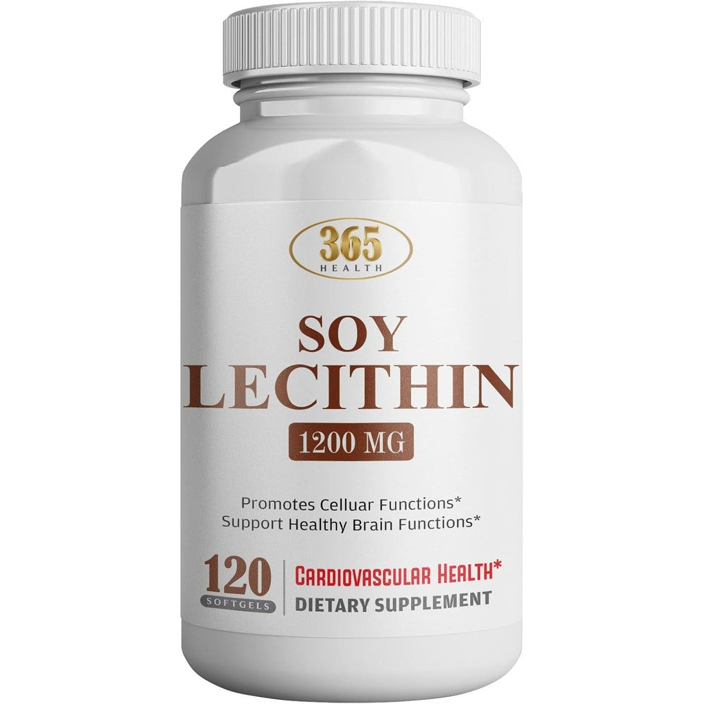 HEALTH LFE Soy Lecithin 1200mg high potency softgels front bottle view for brain health