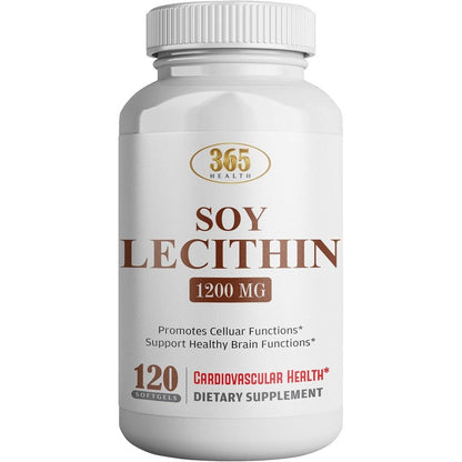 HEALTH LFE Soy Lecithin 1200mg high potency softgels front bottle view for brain health