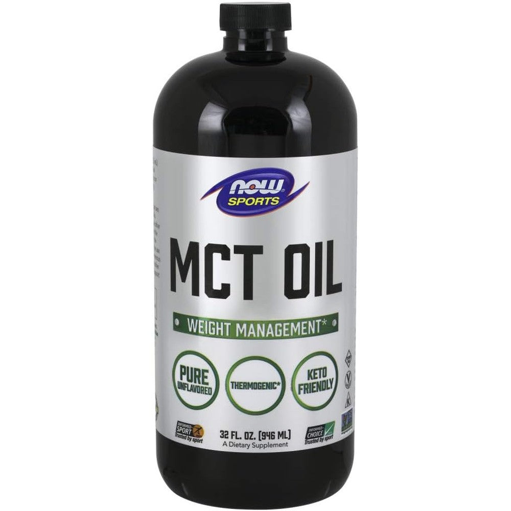 NOW Foods MCT Oil liquid supplement front view bottle for keto diet