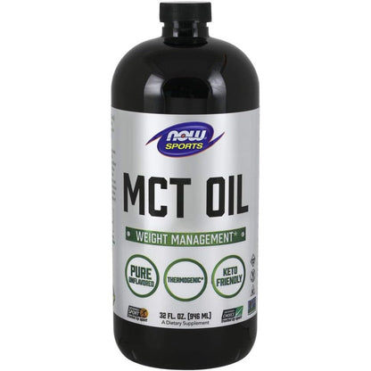 NOW Foods MCT Oil liquid supplement front view bottle for keto diet