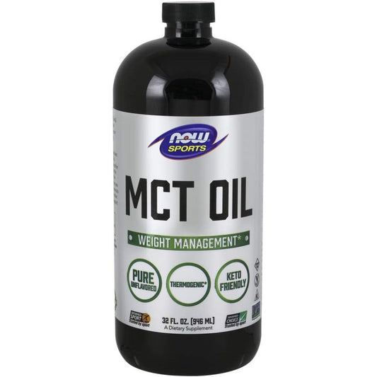 NOW Foods MCT Oil liquid supplement front view bottle for keto diet