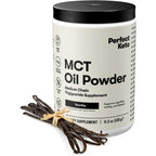 Perfect Keto vanilla MCT oil powder front container view