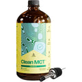 LevelUp Clean MCT Oil front view of the thirty two ounce glass bottle showing premium keto supplement labeling.