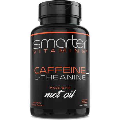 SmarterVitamins Caffeine and L-Theanine with MCT Oil 50 softgels front bottle view