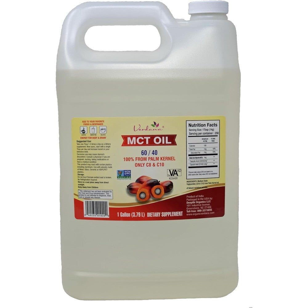 Verdana organic food grade MCT oil front view bottle