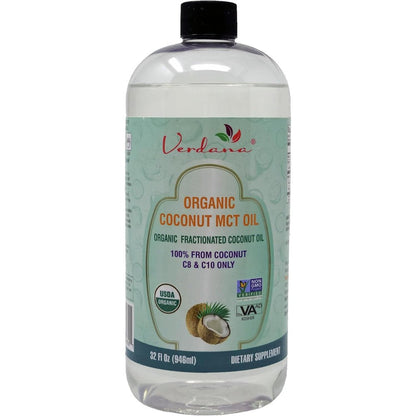 Verdana Organic Coconut MCT Oil 32 fluid ounce bottle front view on retail shelf