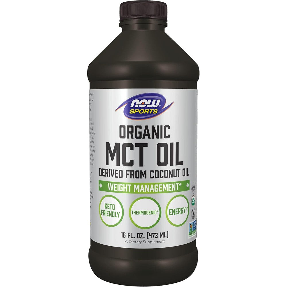 Now Foods Organic MCT Oil 16 Fluid Ounce bottle front view