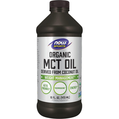 Now Foods Organic MCT Oil 16 Fluid Ounce bottle front view