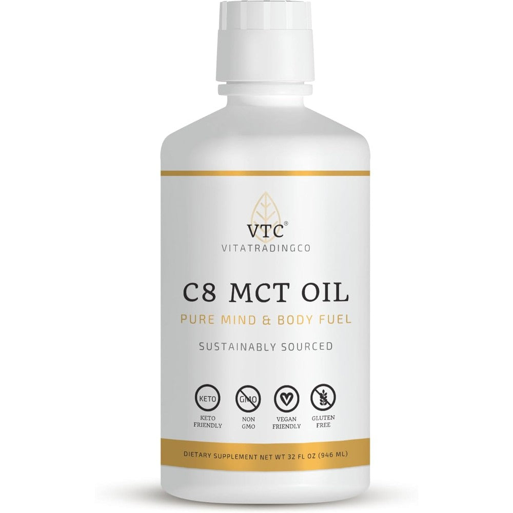 VTC 100 Percent Pure C8 MCT Oil front view bottle