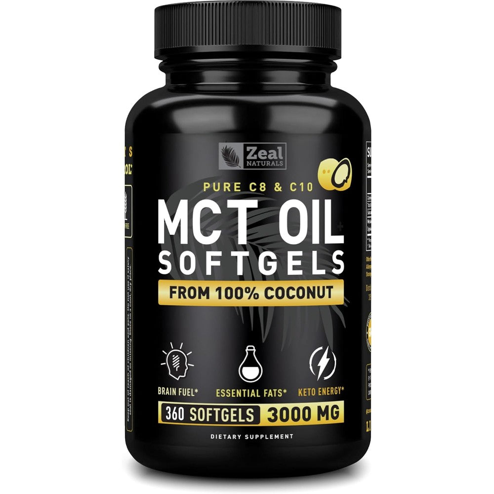 Zeal Naturals Pure MCT Oil Softgels front view bottle
