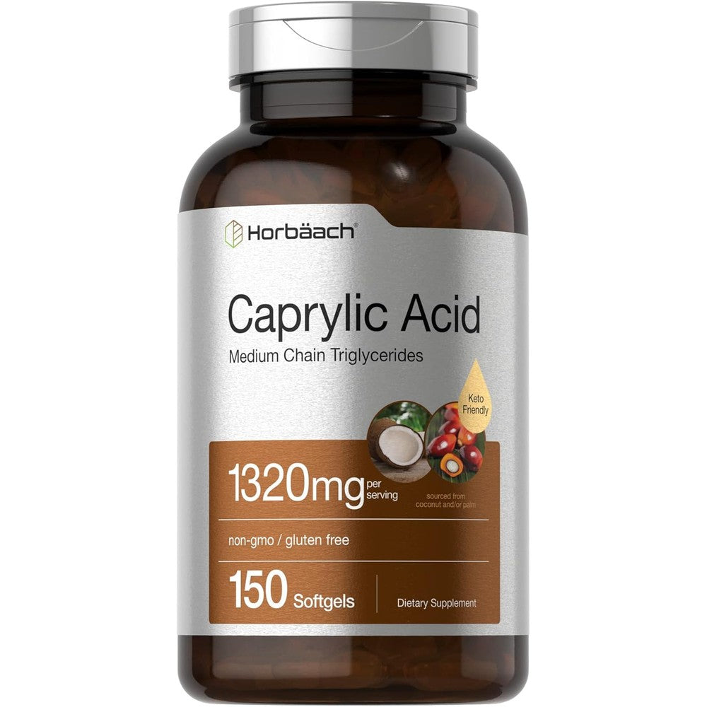 Horbäach Caprylic Acid 1320 Milligrams 150 Softgels Bottle Front View