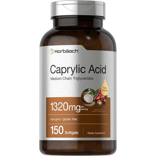 Horbäach Caprylic Acid 1320 Milligrams 150 Softgels Bottle Front View