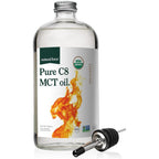 Natural Force Organic Pure C8 MCT Oil front view of the glass bottle container