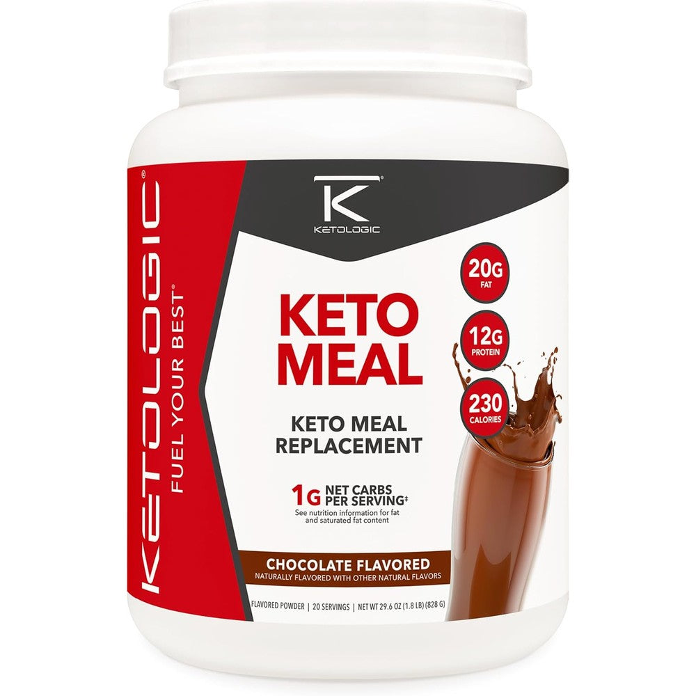 Ketologic keto meal replacement shake chocolate front view container