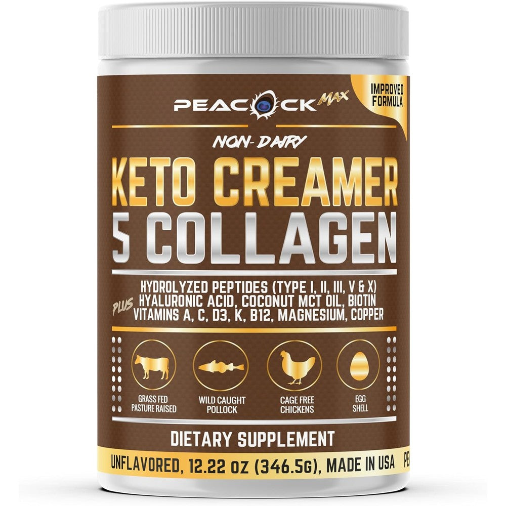 Peacock Max Collagen Keto Coffee Creamer front view