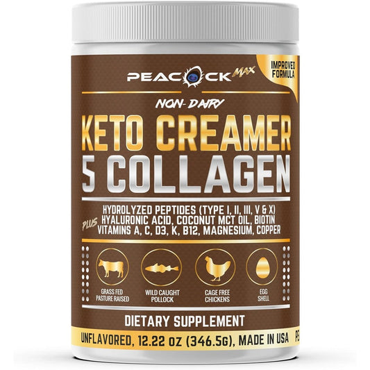 Peacock Max Collagen Keto Coffee Creamer front view