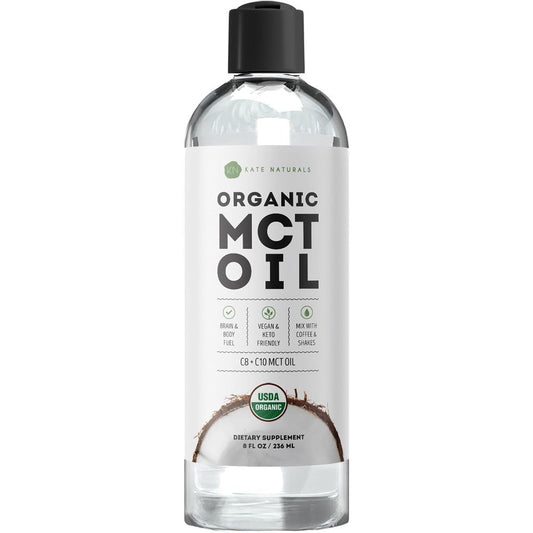 Kate Naturals Organic MCT Oil C8 and C10 front label view
