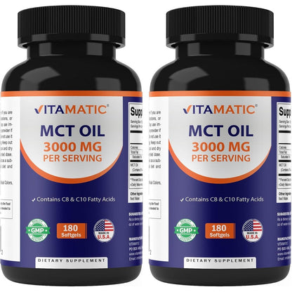 Vitamatic MCT Oil 3000mg 360 softgels front view packaging